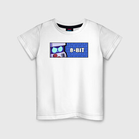 Детская футболка хлопок с принтом 8-BIT (ПЛАШКА) в городе Новоалтайск, 100% хлопок | круглый вырез горловины, полуприлегающий силуэт, длина до линии бедер | 8 bit | 8бит | android | brawl | brawl stars | clash | game | stars | андроид | игра | мобильные игры