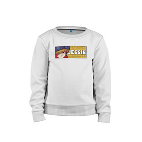 Детский свитшот хлопок с принтом JESSIE (ПЛАШКА) в городе Новоалтайск, 100% хлопок | круглый вырез горловины, эластичные манжеты, пояс и воротник | android | brawl | brawl stars | clash | game | jessie | stars | андроид | джесси | игра | мобильные игры