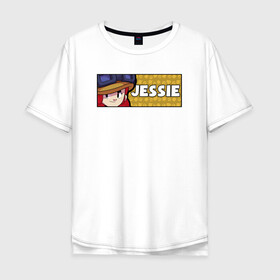 Мужская футболка хлопок Oversize с принтом JESSIE (ПЛАШКА) в городе Новоалтайск, 100% хлопок | свободный крой, круглый ворот, “спинка” длиннее передней части | android | brawl | brawl stars | clash | game | jessie | stars | андроид | джесси | игра | мобильные игры