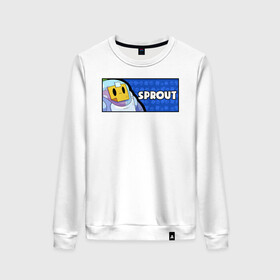 Женский свитшот хлопок с принтом SPROUT (ПЛАШКА) в городе Новоалтайск, 100% хлопок | прямой крой, круглый вырез, на манжетах и по низу широкая трикотажная резинка  | android | brawl | brawl stars | clash | game | sprout | stars | андроид | игра | мобильные игры | спраут