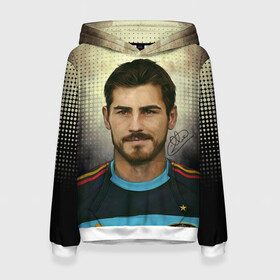 Женская толстовка 3D с принтом Iker Casillas в городе Новоалтайск, 100% полиэстер  | двухслойный капюшон со шнурком для регулировки, мягкие манжеты на рукавах и по низу толстовки, спереди карман-кенгуру с мягким внутренним слоем. | casillas | football | iker | iker casillas | porto | real | real madrid | vdkarsvet | икер | икер касильяс | касильяс | потру | реал | реал мадрид | футбол