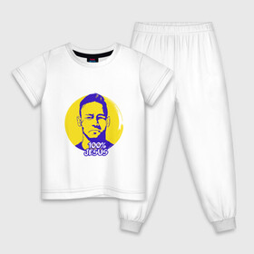 Детская пижама хлопок с принтом Neymar - 100% Jesus в городе Новоалтайск, 100% хлопок |  брюки и футболка прямого кроя, без карманов, на брюках мягкая резинка на поясе и по низу штанин
 | Тематика изображения на принте: brasil | brazil | football | france | neymar | psg | sport | бразилия | гол | кубок | мяч | неймар | псж | спорт | франция | футбол | футболист | чемпион
