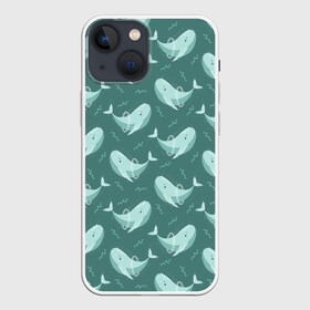 Чехол для iPhone 13 mini с принтом Киты в городе Новоалтайск,  |  | whale | кит | киты | море | океан | паттерн