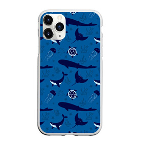 Чехол для iPhone 11 Pro Max матовый с принтом Подводный мир в городе Новоалтайск, Силикон |  | whale | акулы | кит | киты | медуза | медузы | море | морские | океан | паттерн | подводный | скаты | черепаха | черепахами