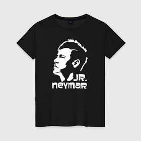Женская футболка хлопок с принтом Jr.Neymar белый профиль в городе Новоалтайск, 100% хлопок | прямой крой, круглый вырез горловины, длина до линии бедер, слегка спущенное плечо | brazil | champions | fifa | junior | neymar | neymar jr | paris saint germain | psg | uefa | бразилия | джуниор | младший | наймар | неймар | пари сен жермен | петух | псж | сборная бразилии | уефа | фифа | футбик | футбол 