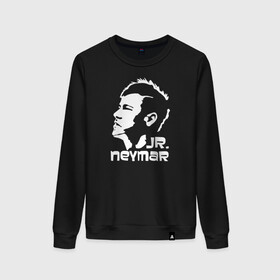 Женский свитшот хлопок с принтом Jr.Neymar белый профиль в городе Новоалтайск, 100% хлопок | прямой крой, круглый вырез, на манжетах и по низу широкая трикотажная резинка  | brazil | champions | fifa | junior | neymar | neymar jr | paris saint germain | psg | uefa | бразилия | джуниор | младший | наймар | неймар | пари сен жермен | петух | псж | сборная бразилии | уефа | фифа | футбик | футбол 