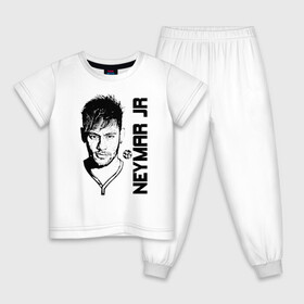Детская пижама хлопок с принтом Neymar Jr черный портрет в городе Новоалтайск, 100% хлопок |  брюки и футболка прямого кроя, без карманов, на брюках мягкая резинка на поясе и по низу штанин
 | Тематика изображения на принте: brazil | champions | fifa | junior | neymar | neymar jr | paris saint germain | psg | uefa | бразилия | джуниор | младший | наймар | неймар | пари сен жермен | петух | псж | сборная бразилии | уефа | фифа | футбик | футбол 