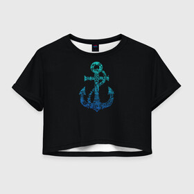 Женская футболка Crop-top 3D с принтом Navy. Anchor в городе Новоалтайск, 100% полиэстер | круглая горловина, длина футболки до линии талии, рукава с отворотами | anchor | fish | gradient | marine | mermaid | navy | ocean | octopus | sailor | sea | shark | ship | skull | treasure | whale | акула | градиент | кит | корабль | море | морской | моряк | океан | осьминог | русалка | рыба | сокровище | 