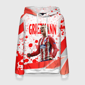 Женская толстовка 3D с принтом Антуан Гризманн | Antoine Griezmann (+спина) (Z) в городе Новоалтайск, 100% полиэстер  | двухслойный капюшон со шнурком для регулировки, мягкие манжеты на рукавах и по низу толстовки, спереди карман-кенгуру с мягким внутренним слоем. | antoine griezmann | антуан гризманн | атлетико | барса | барселона | гризман | реал сосьедад | сборная франции