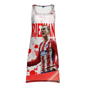 Платье-майка 3D с принтом Антуан Гризманн | Antoine Griezmann (+спина) (Z) в городе Новоалтайск, 100% полиэстер | полуприлегающий силуэт, широкие бретели, круглый вырез горловины, удлиненный подол сзади. | antoine griezmann | антуан гризманн | атлетико | барса | барселона | гризман | реал сосьедад | сборная франции