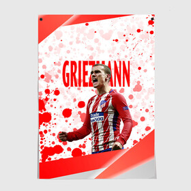 Постер с принтом Антуан Гризманн | Antoine Griezmann (+спина) (Z) в городе Новоалтайск, 100% бумага
 | бумага, плотность 150 мг. Матовая, но за счет высокого коэффициента гладкости имеет небольшой блеск и дает на свету блики, но в отличии от глянцевой бумаги не покрыта лаком | antoine griezmann | антуан гризманн | атлетико | барса | барселона | гризман | реал сосьедад | сборная франции