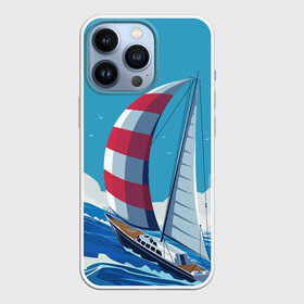 Чехол для iPhone 13 Pro с принтом ПАРУСНИК В МОРЕ | ЛЮБЛЮ МОРЕ (Z) в городе Новоалтайск,  |  | Тематика изображения на принте: boat | sailboat | ship | ships | в море | кораблик | кораблики | корабль | красный парус | лодка | лодочка на синем | люблю море | море | мореход | одинокая лодка | океан | оригами | парус | парусник | судно | яхта