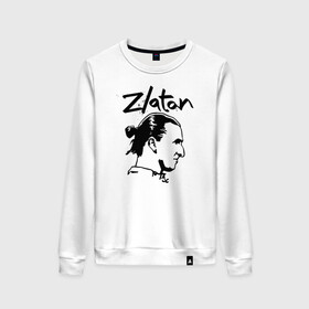 Женский свитшот хлопок с принтом ZLATAN черный силуэт в городе Новоалтайск, 100% хлопок | прямой крой, круглый вырез, на манжетах и по низу широкая трикотажная резинка  | ac milan | fifa | il diavoli | rossoneri | soccer | uefa | zlatan ibrahimovic | дьяволы | златан ибрагимович | лига чемпионов | милан | сборная швеции | спорт | уефа | фифа | фк | футбол | футбол
