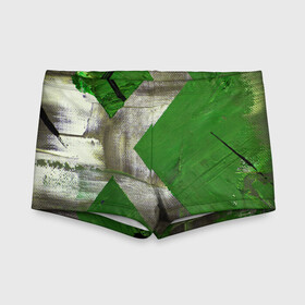 Детские купальные плавки 3D с принтом Art Abstraction Green в городе Новоалтайск, Полиэстер 85%, Спандекс 15% | Слитный крой, подклад по переду изделия, узкие бретели | abstraction | art | canvas | paints | абстракция