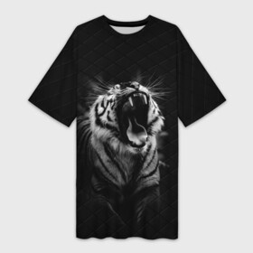 Платье-футболка 3D с принтом Тигр рычит | Tiger realistic в городе Новоалтайск,  |  | furry | low poly | tiger | восточный тигр | год тигра | голова | кошка | лоу поли | тигр | тигренок | фурри | хищник