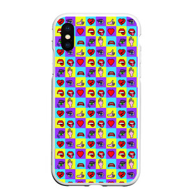 Чехол для iPhone XS Max матовый с принтом Поп-арт в городе Новоалтайск, Силикон | Область печати: задняя сторона чехла, без боковых панелей | глаза | губы | квадраты | руки | сердца