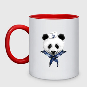 Кружка двухцветная с принтом Captain Panda в городе Новоалтайск, керамика | объем — 330 мл, диаметр — 80 мм. Цветная ручка и кайма сверху, в некоторых цветах — вся внутренняя часть | fish | ocean | panda | sea | shark | ships | summer | water | акула | вода | животные | кит | кораблик | корабль | лето | лодка | море | моряк | озеро | океан | остров | панда | пират | рыба | рыбак | рыбки | серфинг | штурва