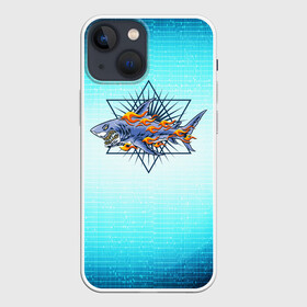 Чехол для iPhone 13 mini с принтом Акула в огне в городе Новоалтайск,  |  | shark | акула | акуленок | акулы | жители | клыки | море | морские | огонь | океан | пентаграмма | рыба | черные