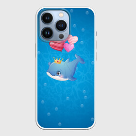Чехол для iPhone 13 Pro с принтом Дельфин с воздушными шариками в городе Новоалтайск,  |  | Тематика изображения на принте: cute | dolphin | два дельфина | дельфин | дельфин в море | дельфинами | милый | мир | подводный