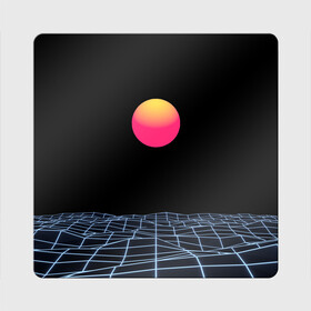Магнит виниловый Квадрат с принтом Цифровой восход в городе Новоалтайск, полимерный материал с магнитным слоем | размер 9*9 см, закругленные углы | cyberpunk | игры | киберпанк | путешествие | утопия