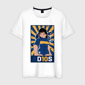 Мужская футболка хлопок с принтом Maradona - Adios в городе Новоалтайск, 100% хлопок | прямой крой, круглый вырез горловины, длина до линии бедер, слегка спущенное плечо. | argentina | maradona | messi | sport | аргентина | гол | диего | марадона | месси | мяч | рука бога | спорт | футбол | чемпион