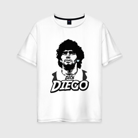 Женская футболка хлопок Oversize с принтом Dios Diego в городе Новоалтайск, 100% хлопок | свободный крой, круглый ворот, спущенный рукав, длина до линии бедер
 | argentina | maradona | messi | sport | аргентина | гол | диего | марадона | месси | мяч | рука бога | спорт | футбол | чемпион