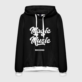 Мужская толстовка 3D с принтом Magic Music Record White on Black в городе Новоалтайск, 100% полиэстер | двухслойный капюшон со шнурком для регулировки, мягкие манжеты на рукавах и по низу толстовки, спереди карман-кенгуру с мягким внутренним слоем. | magic | music | record | white on black | белая | белый на черном | знаменитость | музыкант