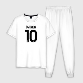 Мужская пижама хлопок с принтом Dybala 10 номер Ювентус в городе Новоалтайск, 100% хлопок | брюки и футболка прямого кроя, без карманов, на брюках мягкая резинка на поясе и по низу штанин
 | 10 | ac milan | champions | fifa | juve | juventus | juvi | paulo dybala | soccer | uefa | дубала | лига чемпионов | номер | пауло дибала | сборная аргентины | спорт | уефа | фифа | фк | футбол | футболист | футбольный клуб | 