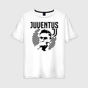 Женская футболка хлопок Oversize с принтом Juventus Paulo Dybala в городе Новоалтайск, 100% хлопок | свободный крой, круглый ворот, спущенный рукав, длина до линии бедер
 | 10 | ac milan | champions | fifa | juve | juventus | juvi | paulo dybala | soccer | uefa | дубала | лига чемпионов | номер | пауло дибала | сборная аргентины | спорт | уефа | фифа | фк | футбол | футболист | футбольный клуб | 