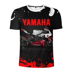 Мужская футболка 3D спортивная с принтом YAMAHA [004] в городе Новоалтайск, 100% полиэстер с улучшенными характеристиками | приталенный силуэт, круглая горловина, широкие плечи, сужается к линии бедра | Тематика изображения на принте: moto | yamaha | мотоцикл | ямана | ямаха