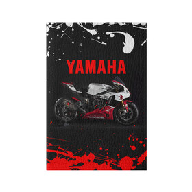 Обложка для паспорта матовая кожа с принтом YAMAHA [004] в городе Новоалтайск, натуральная матовая кожа | размер 19,3 х 13,7 см; прозрачные пластиковые крепления | Тематика изображения на принте: moto | yamaha | мотоцикл | ямана | ямаха
