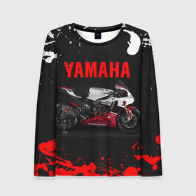 Женский лонгслив 3D с принтом YAMAHA [004] в городе Новоалтайск, 100% полиэстер | длинные рукава, круглый вырез горловины, полуприлегающий силуэт | moto | yamaha | мотоцикл | ямана | ямаха