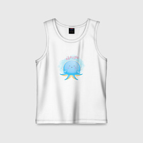 Детская майка хлопок с принтом Осьминожка в городе Новоалтайск,  |  | cute | kraken | octopus | живность | жители | кракен | милый | мир | морские | осьминог | осьминожка | подводный | тентакли