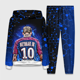Женский костюм 3D (с толстовкой) с принтом НЕЙМАР   NEYMAR JR   НЕОН в городе Новоалтайск,  |  | football | neymar | paris saint germain football club | sport | uefa | неймар | неймар да силва сантос жуниор | пари сен жермен | псж | сборная бразилии | спорт | уефа. | футбол