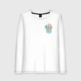 Женский лонгслив хлопок с принтом Bunny in the pocket в городе Новоалтайск, 100% хлопок |  | bunny | cute | pocket | sweet | заяц | милый | мимишный
