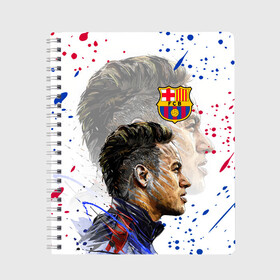 Тетрадь с принтом НЕЙМАР / NEYMAR / БАРСЕЛОНА в городе Новоалтайск, 100% бумага | 48 листов, плотность листов — 60 г/м2, плотность картонной обложки — 250 г/м2. Листы скреплены сбоку удобной пружинной спиралью. Уголки страниц и обложки скругленные. Цвет линий — светло-серый
 | Тематика изображения на принте: barcelona. | football | neymar | paris saint germain football club | sport | uefa | барселона | неймар | неймар да силва сантос жуниор | пари сен жермен | псж | сборная бразилии | спорт | уефа | футбол