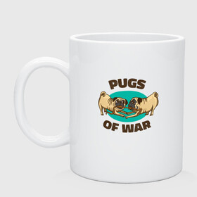 Кружка керамическая с принтом Pugs of War - Мопсы войны в городе Новоалтайск, керамика | объем — 330 мл, диаметр — 80 мм. Принт наносится на бока кружки, можно сделать два разных изображения | art | cute pugs | english | funny art | game | god of war | parody | pug | английская надпись | год оф вар | игра | иллюстрация | канат | милые мопсы | мопс | мопсики | пародия | перетягивание каната | прикол | пуг | пугель | рисунок