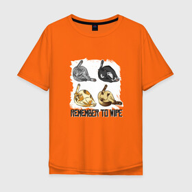 Мужская футболка хлопок Oversize с принтом Remember to Wipe Коты моются в городе Новоалтайск, 100% хлопок | свободный крой, круглый ворот, “спинка” длиннее передней части | funny | kitten | kitty | lick balls | watercolor | watercolour | wiping | акварель | акварельный рисунок | английская надпись | вылизываются | кот | котики | кошка | лижут яйца | не забудь подтереться | прикол | прикол с котами
