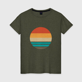 Женская футболка хлопок с принтом Retro Sunset Ретро закат в городе Новоалтайск, 100% хлопок | прямой крой, круглый вырез горловины, длина до линии бедер, слегка спущенное плечо | art | beach | lines | minimal | minimalism | ocean | sea | sky | summer | sun | sunrise | арт | винтаж | винтажная иллюстрация | винтажный закат | восход | геометрия | лето | линии | минимализм | море | небо | океан | пляж | ретро