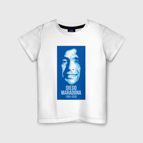 Детская футболка хлопок с принтом Super Maradona в городе Новоалтайск, 100% хлопок | круглый вырез горловины, полуприлегающий силуэт, длина до линии бедер | Тематика изображения на принте: argentina | maradona | messi | sport | аргентина | гол | диего | марадона | месси | мяч | рука бога | спорт | футбол | чемпион