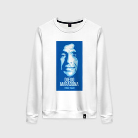 Женский свитшот хлопок с принтом Super Maradona в городе Новоалтайск, 100% хлопок | прямой крой, круглый вырез, на манжетах и по низу широкая трикотажная резинка  | argentina | maradona | messi | sport | аргентина | гол | диего | марадона | месси | мяч | рука бога | спорт | футбол | чемпион