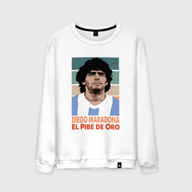 Мужской свитшот хлопок с принтом Maradona - El Pibe De Oro в городе Новоалтайск, 100% хлопок |  | argentina | maradona | messi | sport | аргентина | гол | диего | марадона | месси | мяч | рука бога | спорт | футбол | чемпион