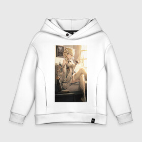 Детское худи Oversize хлопок с принтом Lumine fan art в городе Новоалтайск, френч-терри — 70% хлопок, 30% полиэстер. Мягкий теплый начес внутри —100% хлопок | боковые карманы, эластичные манжеты и нижняя кромка, капюшон на магнитной кнопке | art | fanart | game | genshin | impact | lumine | арт | люмин | фан