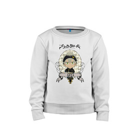 Детский свитшот хлопок с принтом Asta Black Clover в городе Новоалтайск, 100% хлопок | круглый вырез горловины, эластичные манжеты, пояс и воротник | asta | black bulls | black clover | quartet knights | yuno | акума | аниме | аста | блэк кловер | буракку куро:ба | демон | королевство клевера | король магов | лихт | магна | манга | пятилистник | черный бык | чёрный клев