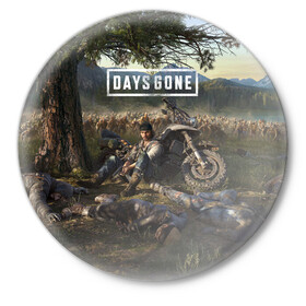 Значок с принтом Days gone Дикон и толпа фриков в городе Новоалтайск,  металл | круглая форма, металлическая застежка в виде булавки | action | animals | days gone | deacon | gamer | games | nextgen | pandemic | pc | player | playstation | ps 5 | steam | top | valve | weapon | xbox | zombie | валв | видео игры | животные | жизнь после | зомби | игрок | иксбокс | некстген | оружи