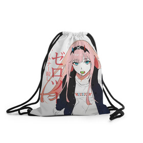 Рюкзак-мешок 3D с принтом Zero Two, Darling in the Franx в городе Новоалтайск, 100% полиэстер | плотность ткани — 200 г/м2, размер — 35 х 45 см; лямки — толстые шнурки, застежка на шнуровке, без карманов и подкладки | 02 | anime girl | darling in the franxx | zero two | аниме | дарлинг во франксе | девушка с розовыми волосами | манга | милый во франксе | ноль два | розовые волосы | тян