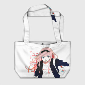 Пляжная сумка 3D с принтом Zero Two Darling in the Franx в городе Новоалтайск, 100% полиэстер | застегивается на металлическую кнопку; внутренний карман застегивается на молнию. Стенки укреплены специальным мягким материалом, чтобы защитить содержимое от несильных ударов
 | 02 | anime girl | darling in the franxx | zero two | аниме | дарлинг во франксе | девушка с розовыми волосами | манга | милый во франксе | ноль два | розовые волосы | тян