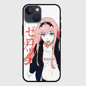 Чехол для iPhone 13 mini с принтом Zero Two, Darling in the Franx в городе Новоалтайск,  |  | 02 | anime girl | darling in the franxx | zero two | аниме | дарлинг во франксе | девушка с розовыми волосами | манга | милый во франксе | ноль два | розовые волосы | тян