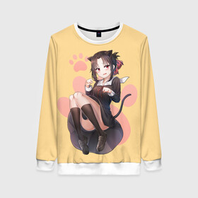 Женский свитшот 3D с принтом Neko Kaguya в городе Новоалтайск, 100% полиэстер с мягким внутренним слоем | круглый вырез горловины, мягкая резинка на манжетах и поясе, свободная посадка по фигуре | anime | chika | chika fujiwara | kaguya | kaguya shinomiya | love | love detective | love is war | miyuki | shinomiya | аниме | анимэ | кагуя | любовь | любовь   это война | чика