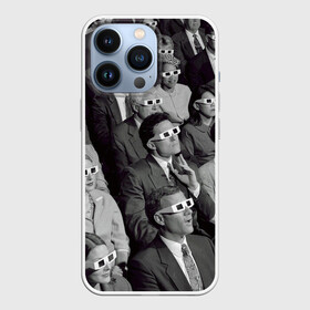 Чехол для iPhone 13 Pro с принтом Люди смотрят фильм в 3d очках в городе Новоалтайск,  |  | 20 век | 3д очки | art | black white | cinema | color | emotions | history | human | jacket | man | movie | nostalgia | retro | woman | женщина | искусство | история | кино | кинотеатр | классика | мужчина | ностальгия | пиджак | р